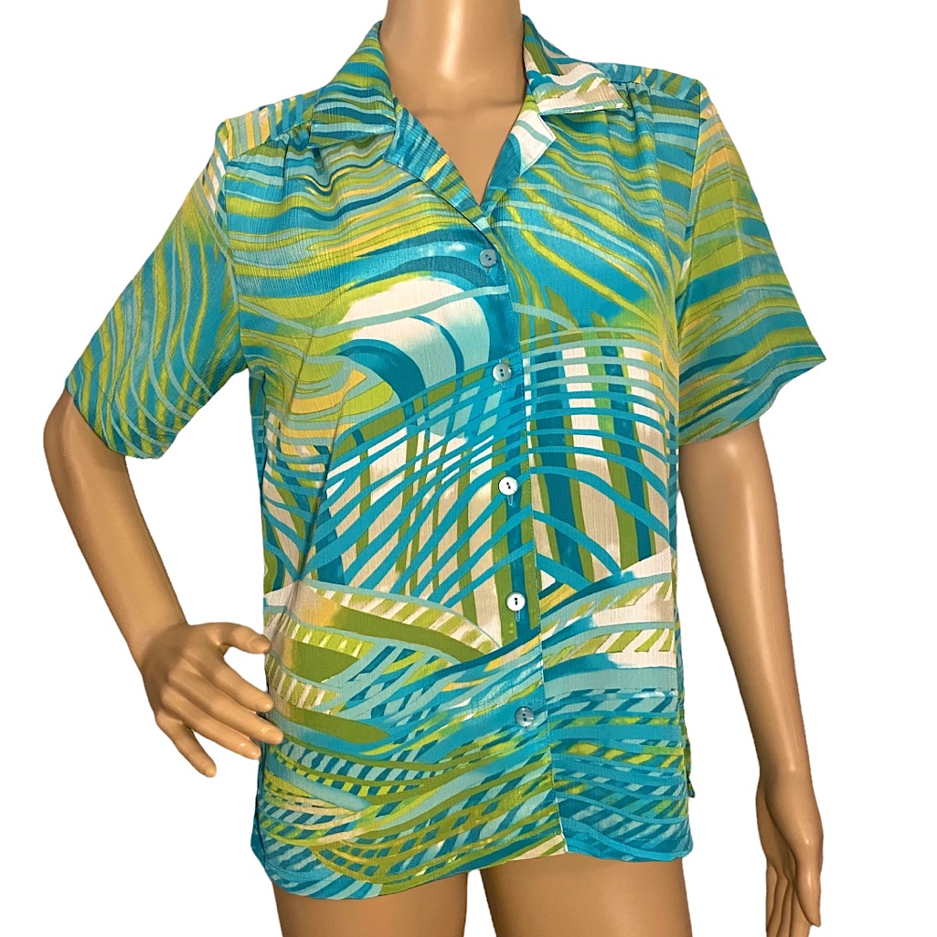 Vintage Donnkenny Abstract Button Down Shirt Sz Ps